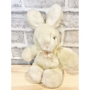 Gund Vintage 1985 Pudgy White Lace Bunny Rabbit Plush Toy Doll 8”